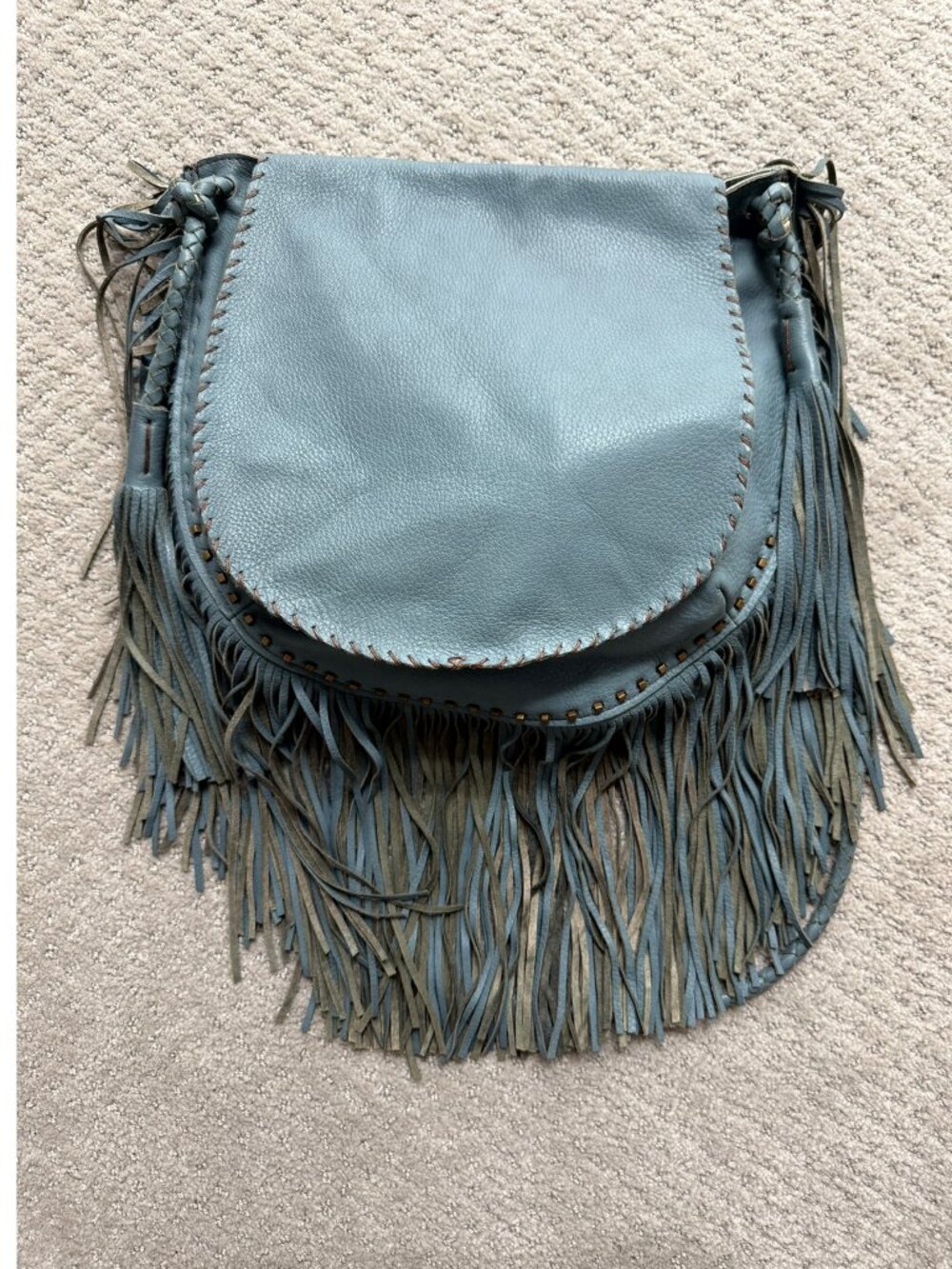 T. GREMILLION BLUE Leather fringe bag - Picture 2 of 9